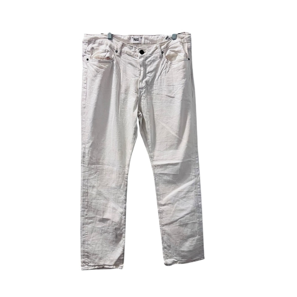 PAIGE NWT Normandie Slim Straight Ivory Denim Jeans Size 38 Cottagecore Casual